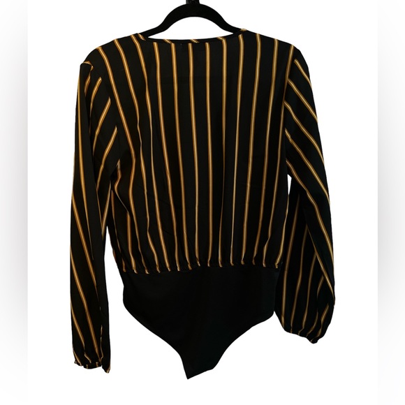 Business Casual Bodysuit Crossover Blouse - Picture 3 of 6